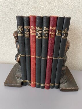 Vintage Books by Edgar A. Guest, Set of 8 from 1916-26 W/ Thinking Man Bookends